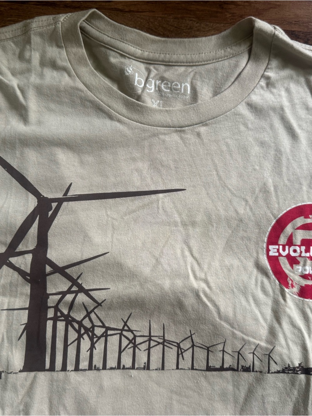 BGREEN ORGANIC COTTON Men’s Evolution Wind Farm T Shirt made in USA - XL - NWT